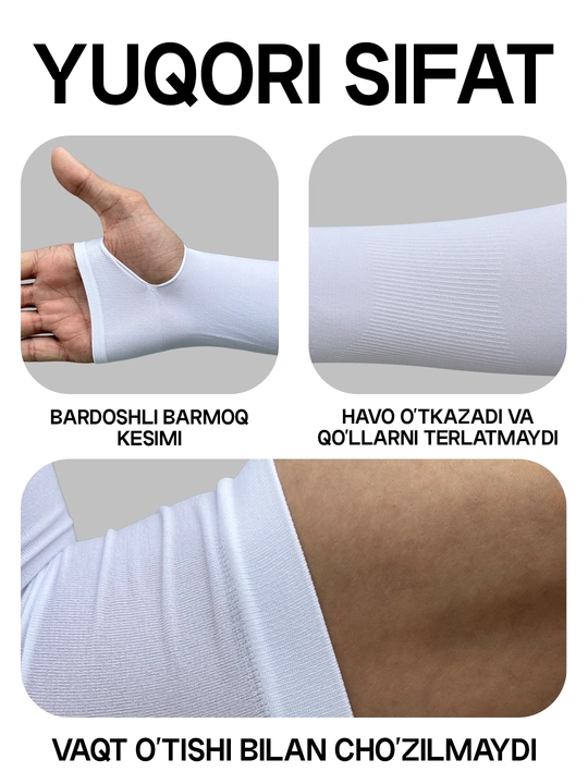 Let's Slim Uniseks quyoshdan himoya qiluvchi qo'l  2 dona teshigi bilan nafas oladi