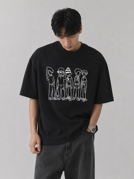 Мужская оверсайз футболка из хлопка, подходит для размеров 46–52 (M/XL) - 