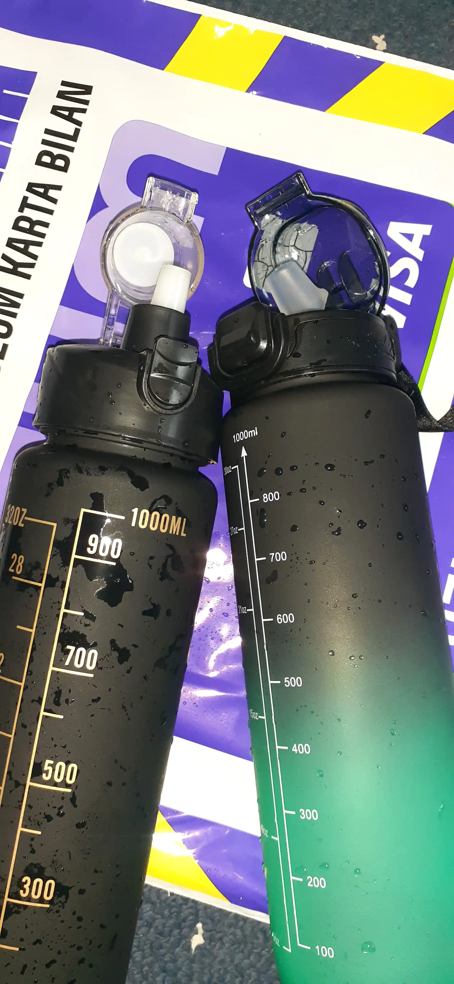 Suv shishasi, sheyker, fitnes uchun sport suvi shishasi, vaqt shkalasi bilan, 1000 ml