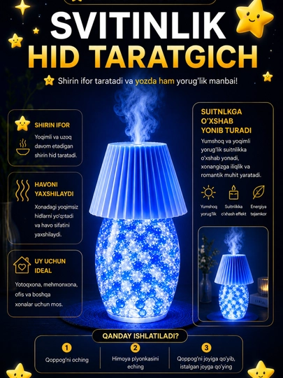 Tungi chiroq va asvijitel, havo hushboylantirgich, tungi chiroq - 