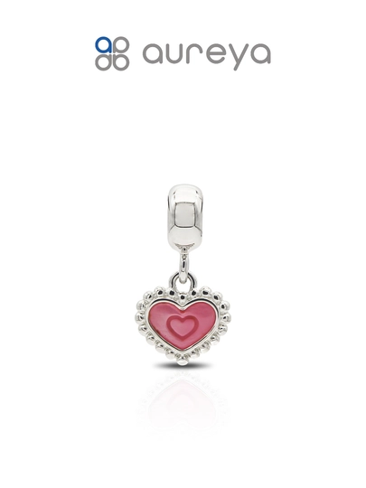 Шарм из серебра 925 пробы с родием, вставки: Эмаль (DP1658-1) — AUREYA-DP16581-РОЗОВ
