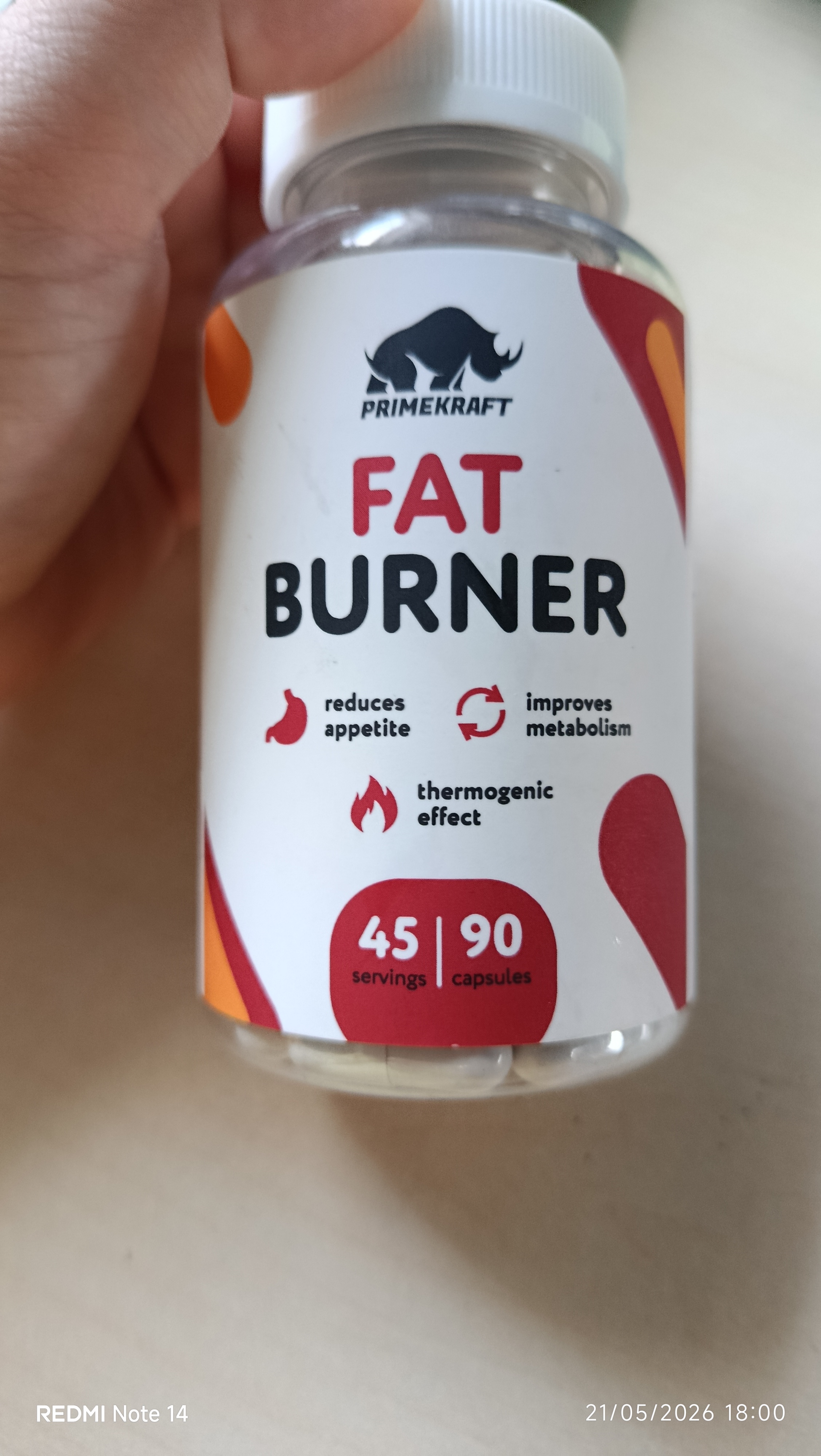 Жиросжигатель Fat Burner Primekraft, 90 капсул, 45 порций