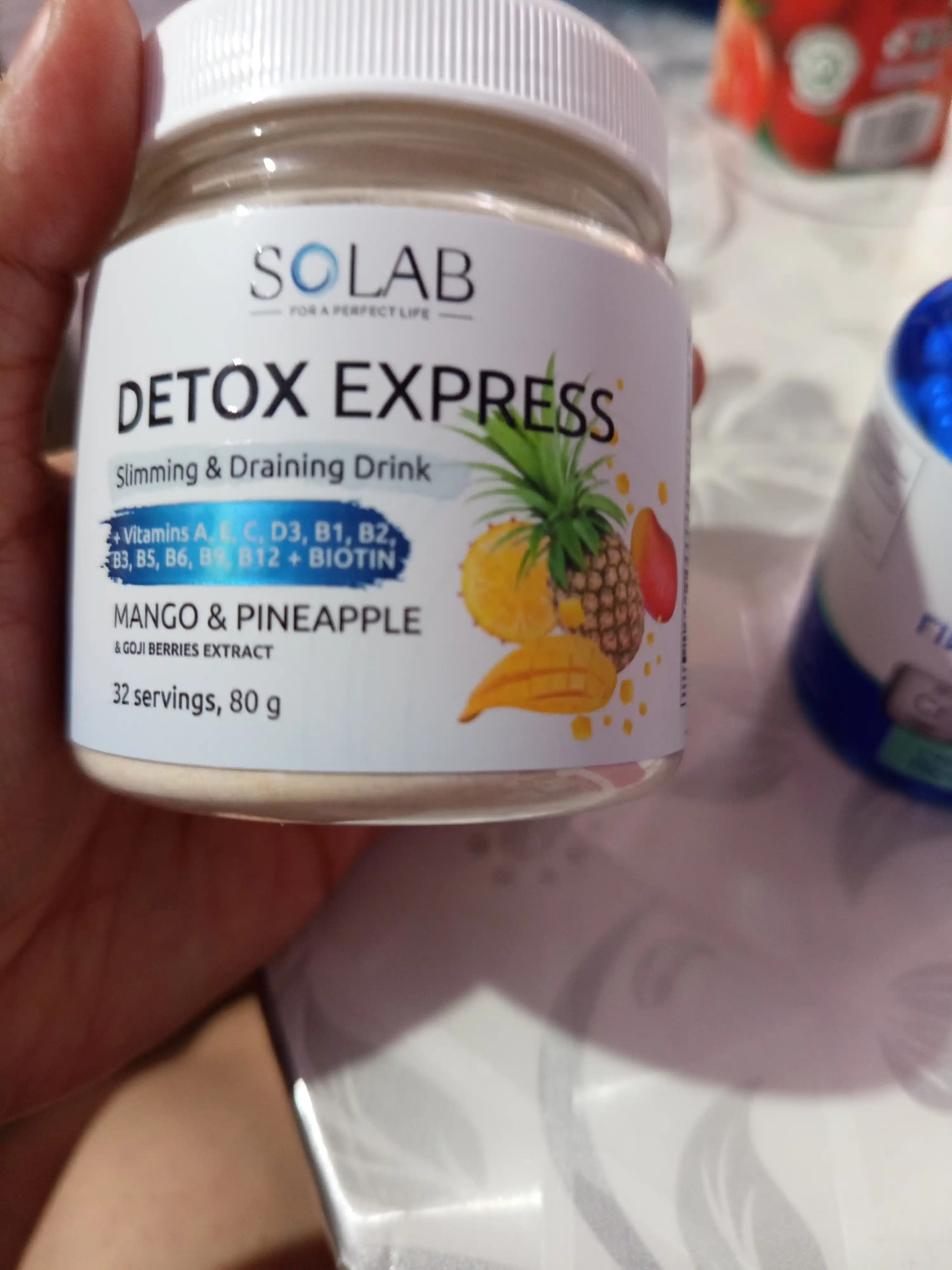 Ozish uchun detoks kokteyli, SOLAB, Goji ekstrakti, Mango-ananas ta’mi, 32 porsiya