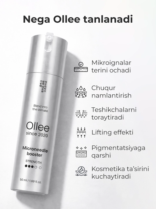 OLLEE yuz uchun buster, 50 ml, mikroigna, kollagen va niatsinamid bilan, teri parvarishi uchun