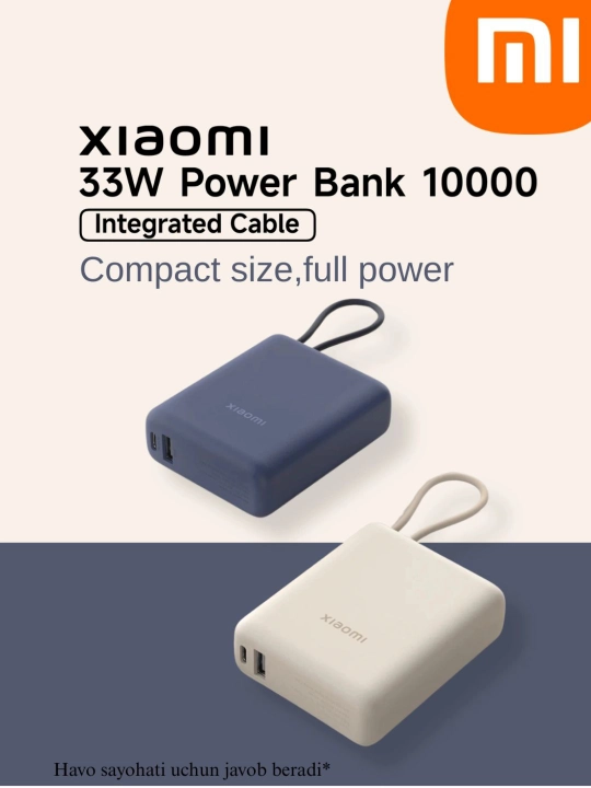 Powerbank Xiaomi X4 с быстрой зарядкой 33 Вт, 10000 мАч внешний аккумулятор - 