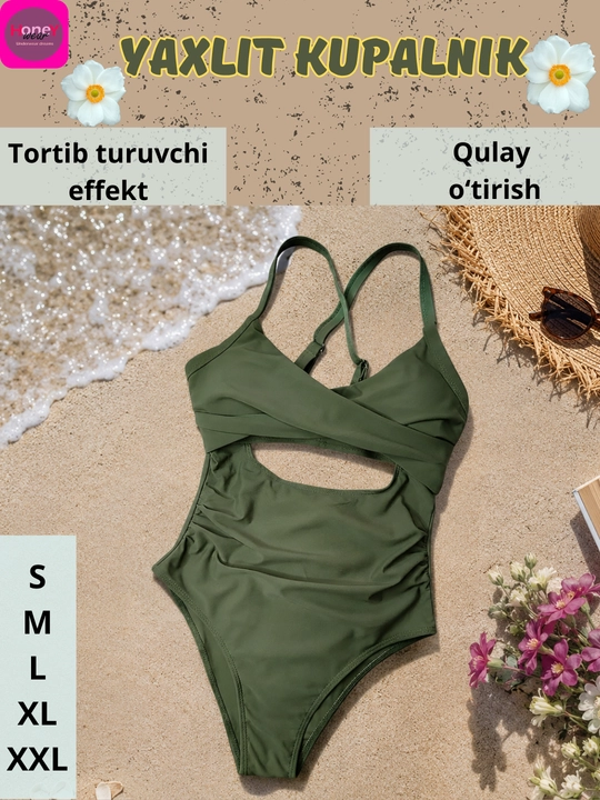 Ozg'inlashtiruvchi effektli bir qismli ayollar suzish kostyumi, 4 ta rang - 