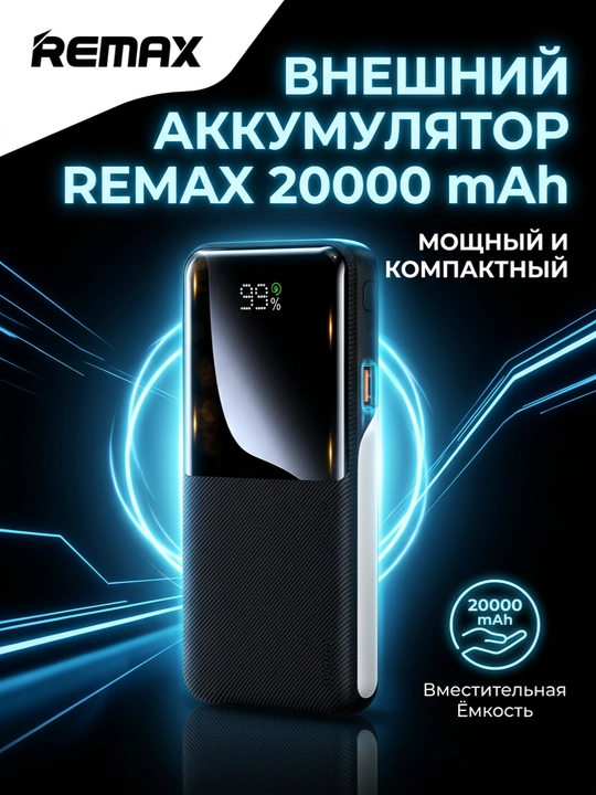 REMAX RPP-623 tashqi batareya 20000 mAh, tez zaryadlash, Power Bank - 