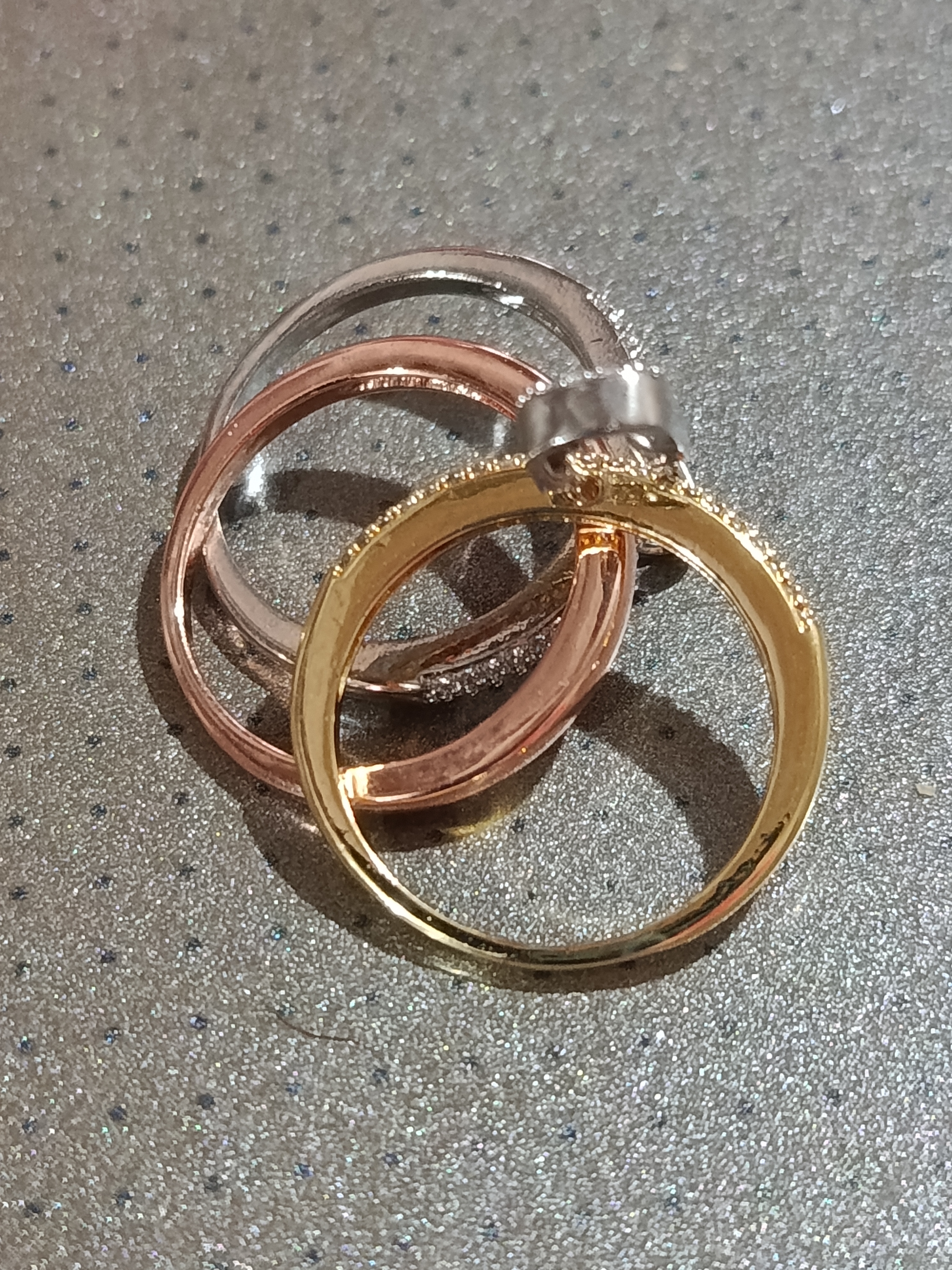 Safety Pin 3 qatlamli to‘g‘nog‘ichli uzuk, ayollar uzuklari, qizlar uchun uzuklar