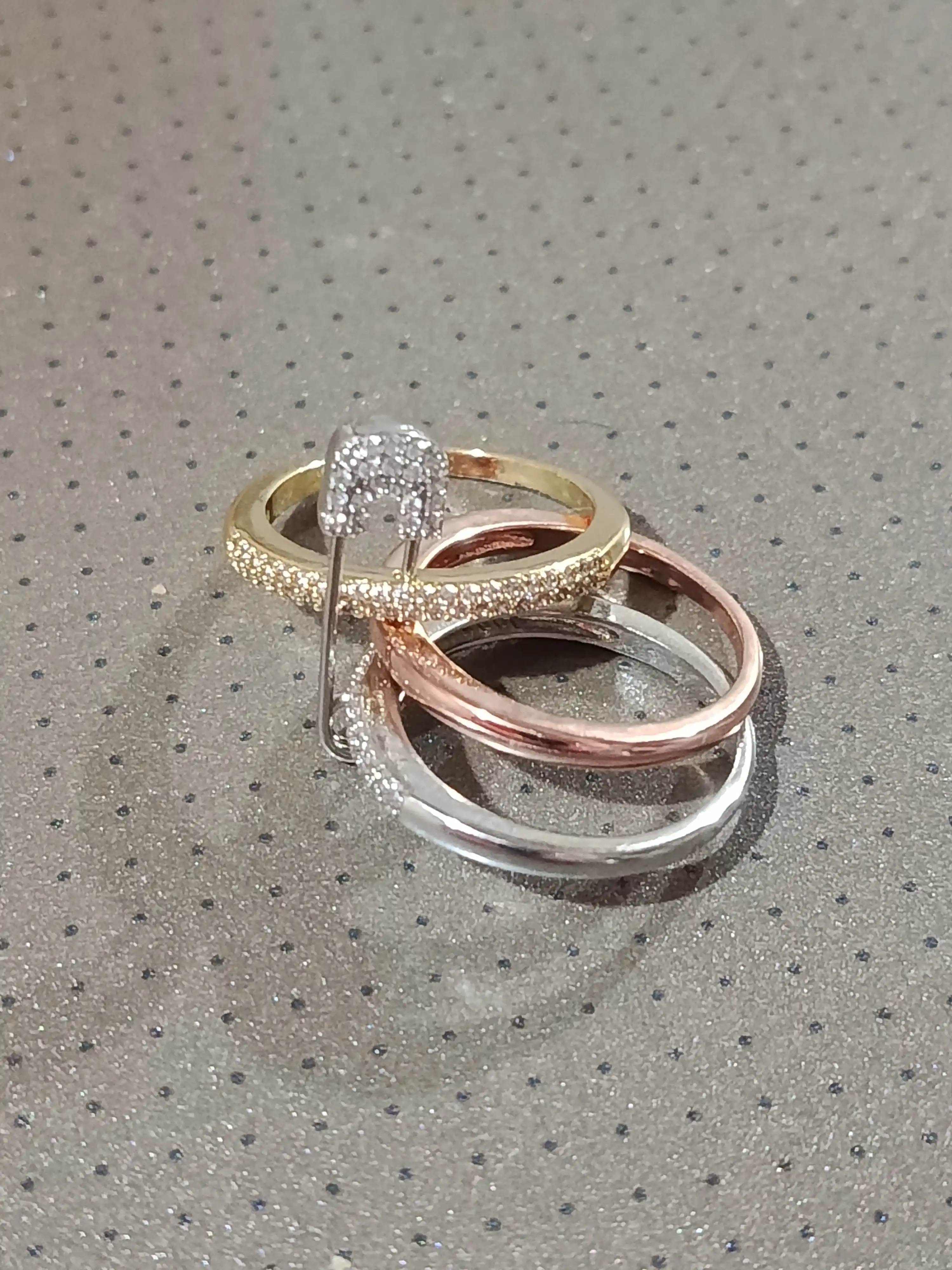 Safety Pin 3 qatlamli to‘g‘nog‘ichli uzuk, ayollar uzuklari, qizlar uchun uzuklar