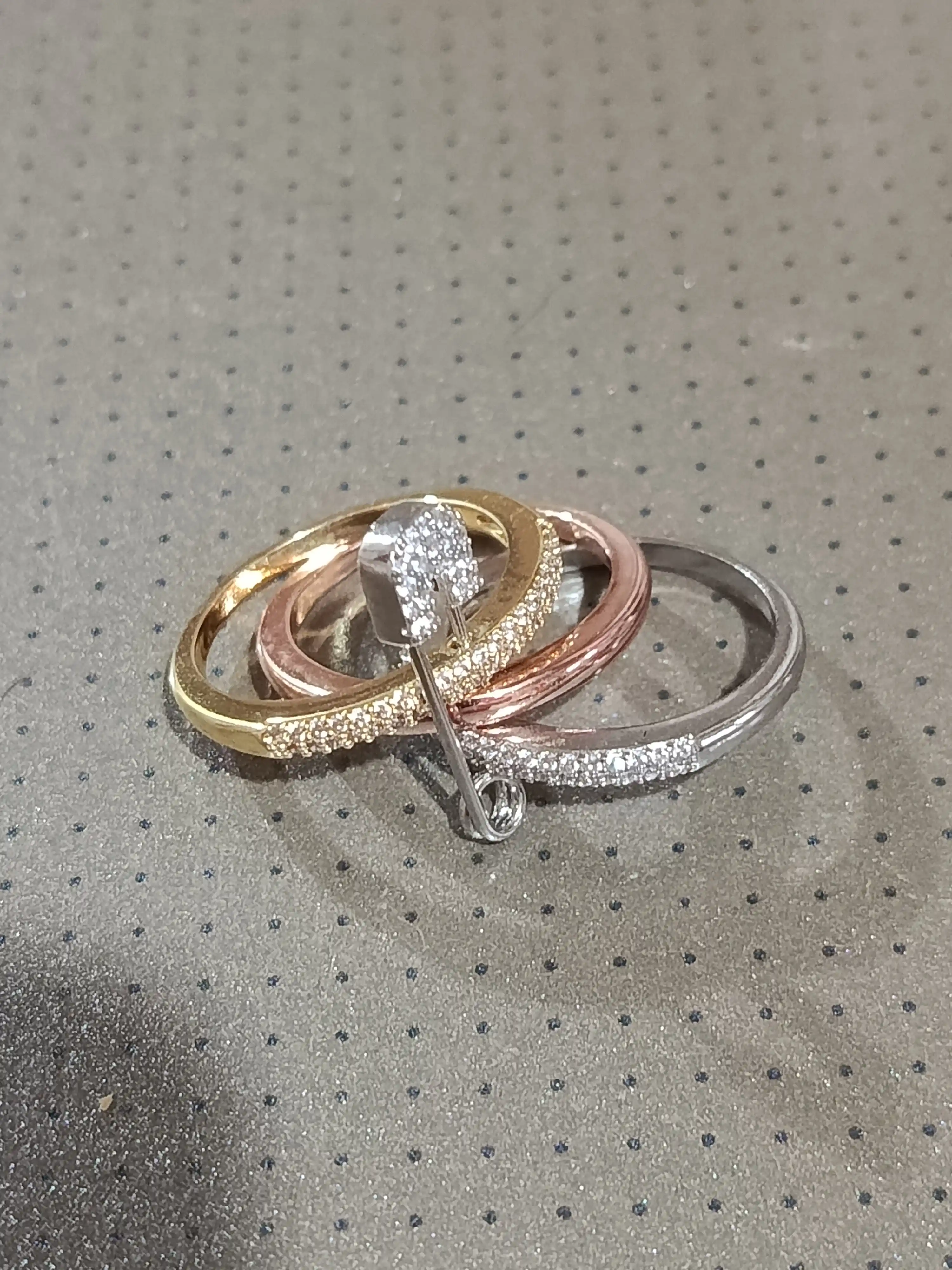 Safety Pin 3 qatlamli to‘g‘nog‘ichli uzuk, ayollar uzuklari, qizlar uchun uzuklar