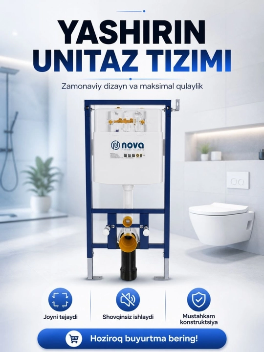 NOVA osma unitazi uchun installyatsiya, metall ramkadagi yashirin bak - 