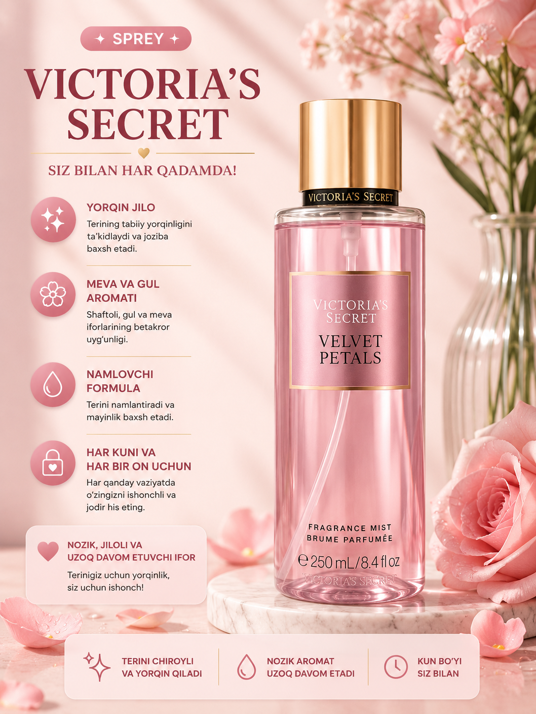 Спрей для тела, Victoria's Secret, парфюмированный спрей, Американский продукт, мист - 