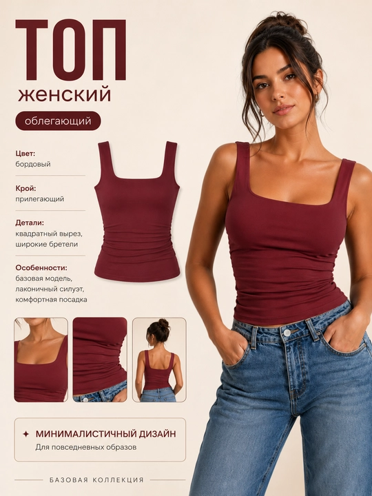 Kesimli ayollar uchun yopishib turuvchi top - 