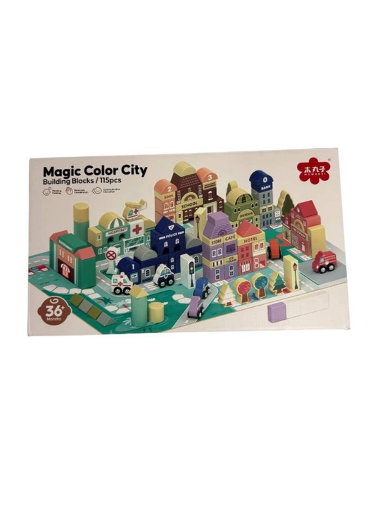 Magic Color City — это конструктор для строительства деревянной модели города