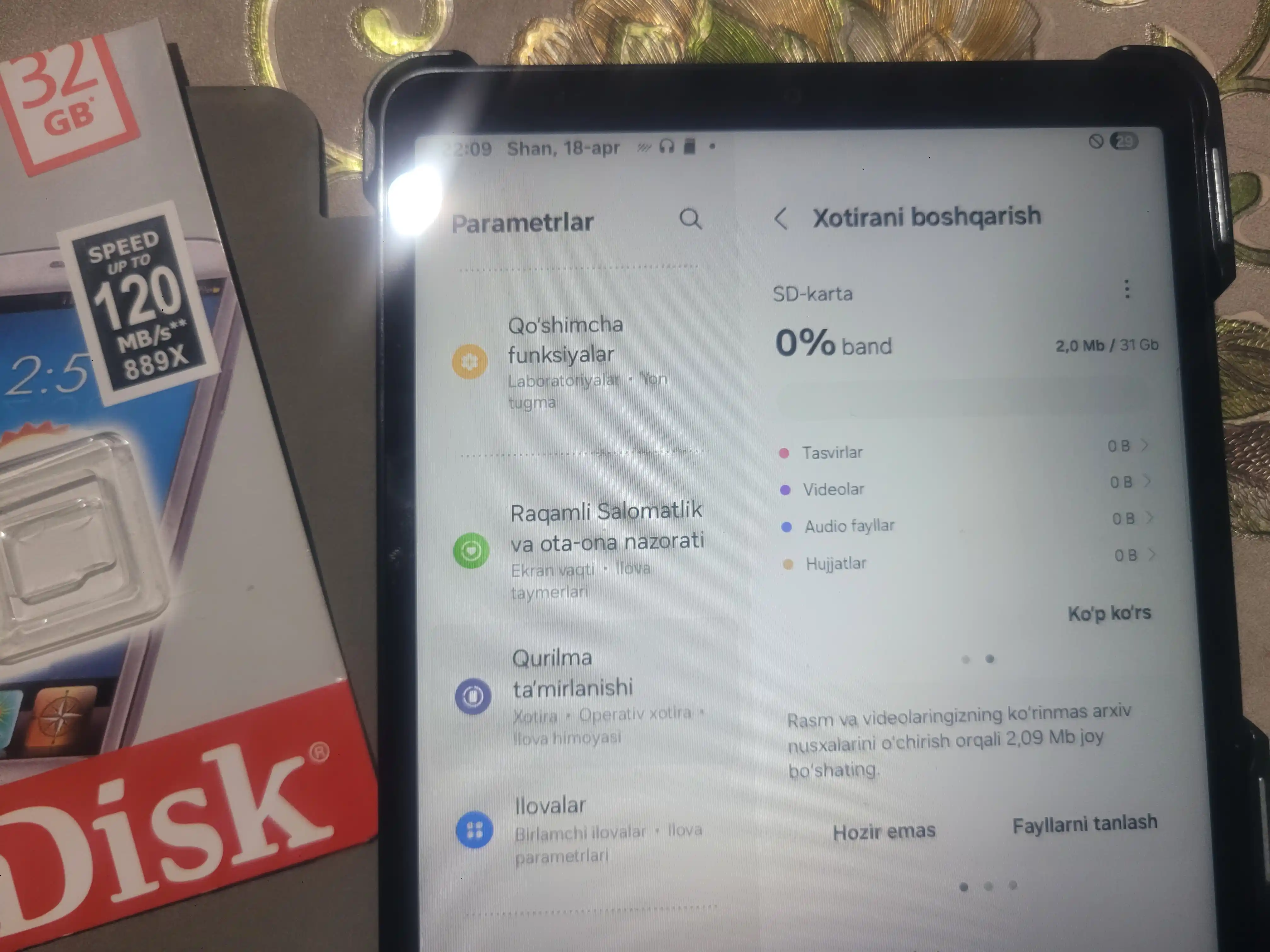 Samsung Galaxy Tab A11 plansheti, 8.7," 1340x800 (WXGA+), TFT, 90 Gs, 2 TB gacha MicroSD, 5100 mA·soat