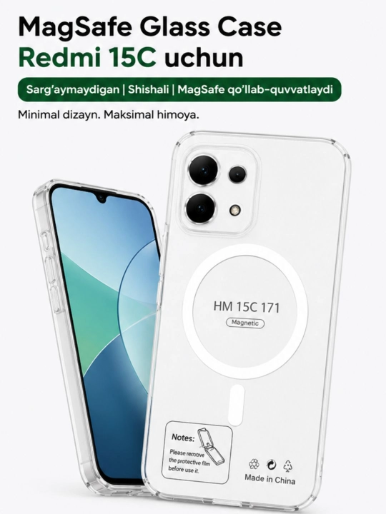 Redmi 15C Прозрачный MagSafe Чехол, не желтеет - 