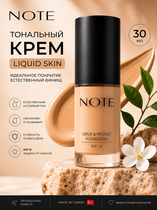 Тональный крем NOTE Detox & Protect SPF15 03 Natural Beige 30 мл - 