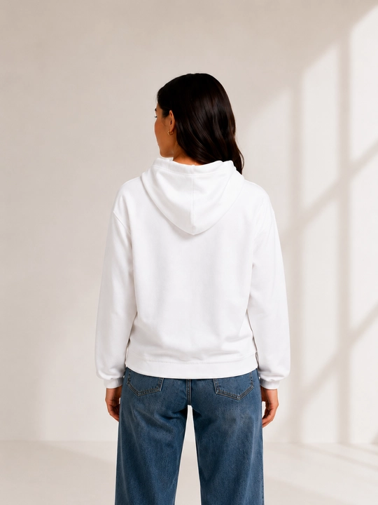 Ayollar uchun oversize xudi kapyushonli, kundalik, oq/beige, XS-XXL