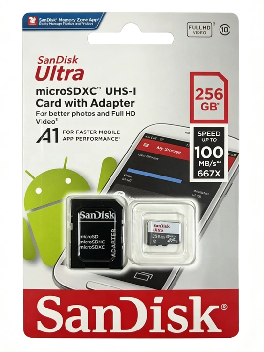 Карта памяти SanDisk Ultra, 32, 64, 128, 256  ГБ, 100 Mb/s, Micro SD