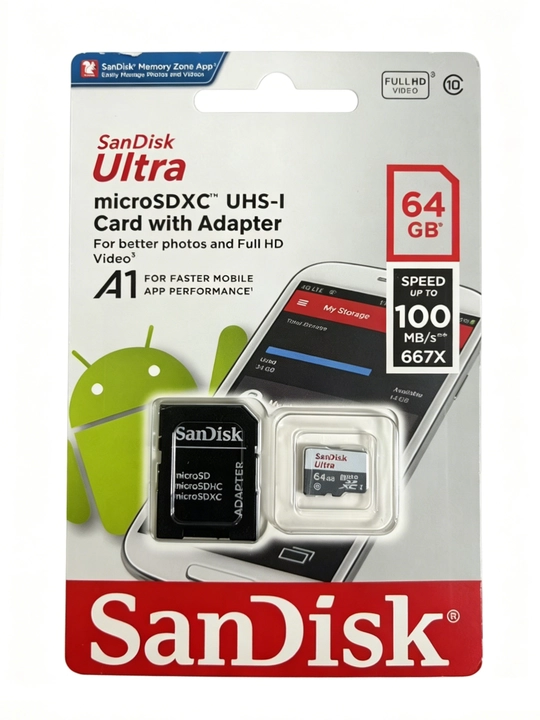Карта памяти SanDisk Ultra, 32, 64, 128, 256  ГБ, 100 Mb/s, Micro SD