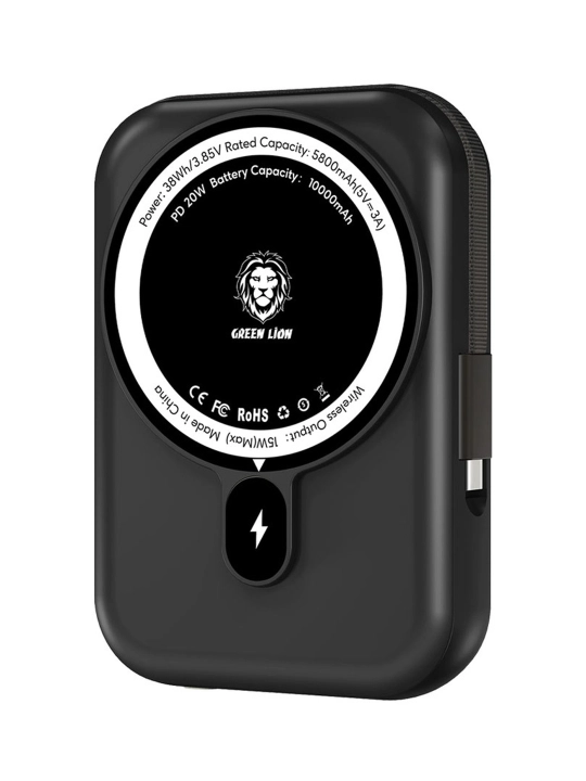 Внешний аккумулятор Green Lion Monaco MagSafe Power Bank 10000mAh Black - 