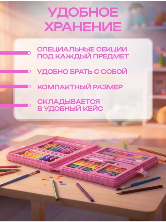 Набор для рисования 68 предмета в чемодане | Фломастеры и карандаши
