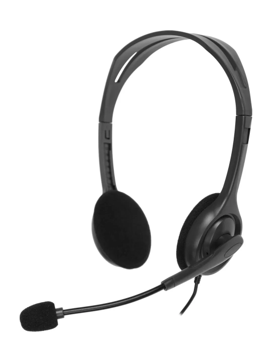 Компьютерная гарнитура Logitech H110 Stereo, 3.5 мм, с микрофоном, Black - 