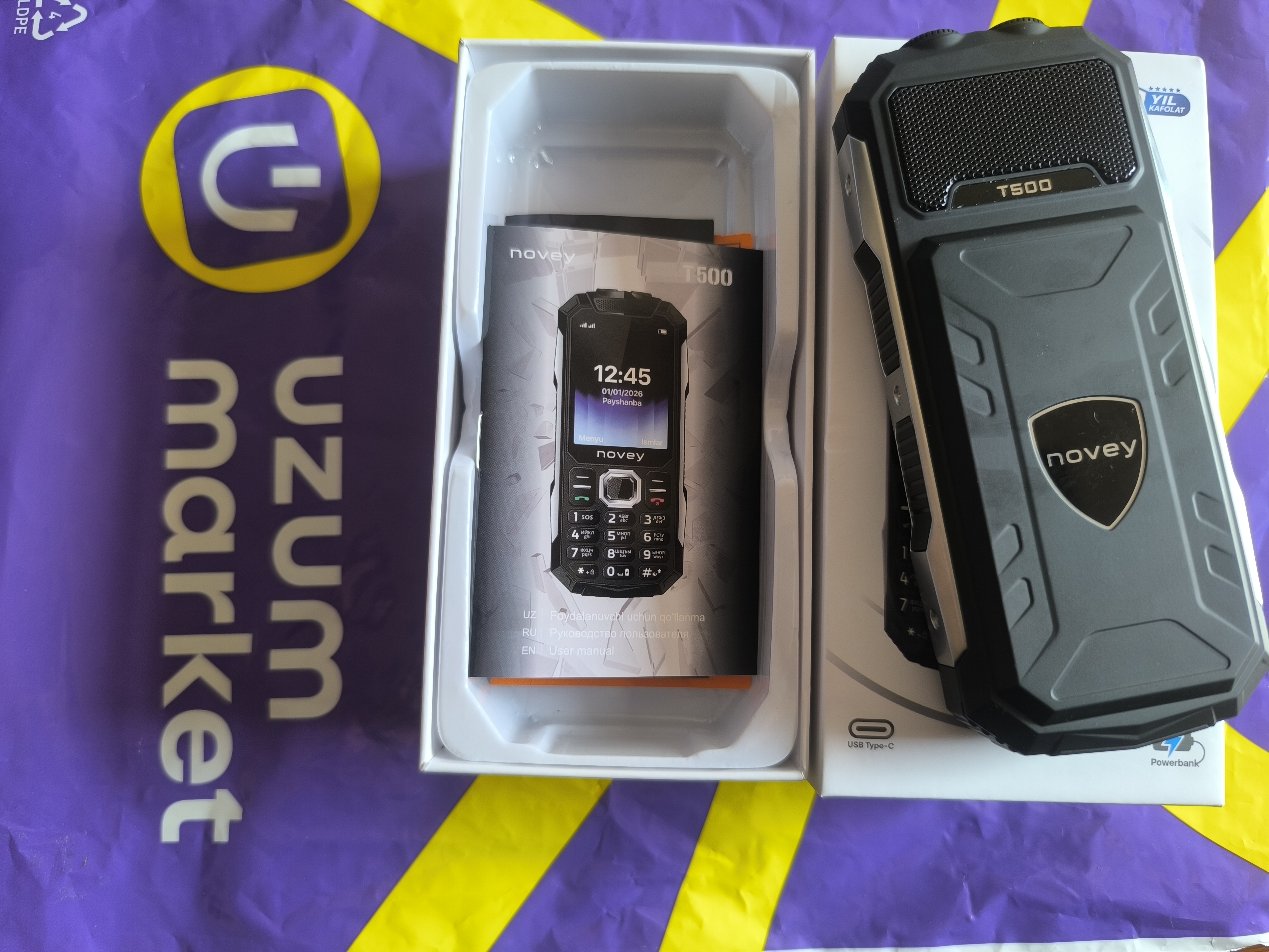 Knopkali telefon Novey T500 TANK, katta batareya 5000mAh