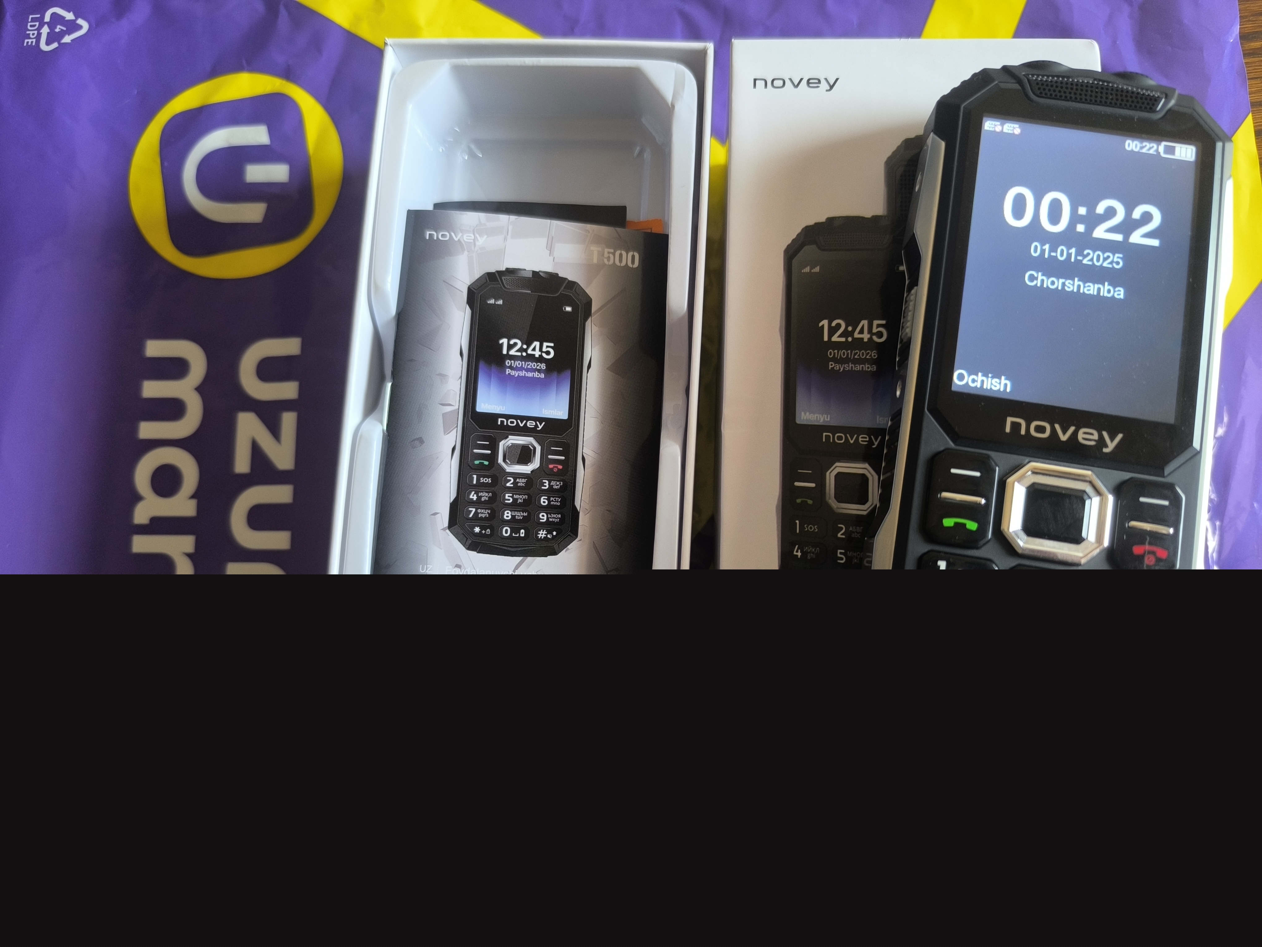 Knopkali telefon Novey T500 TANK, katta batareya 5000mAh