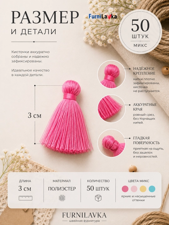 Dekorativ popuklar 3 sm 20 / 50 dona qo'l mehnati, bezak va dekor uchun