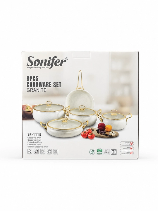 Набор кастрюль Sonifer SF-1115, гранитный кухонный набор 9 предметов