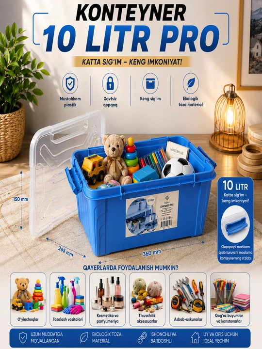 10, 15, 20 va 30 litrli sifatli konteynerlar