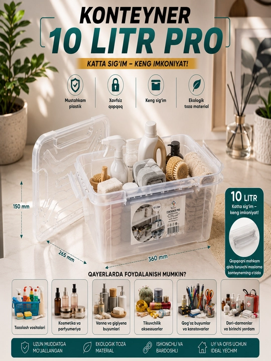 10, 15, 20 va 30 litrli sifatli konteynerlar