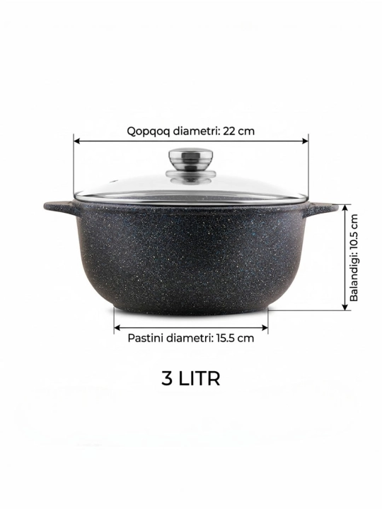 Qozon ( GRANIT ) Gardarika zavod 3 litr 4 litr 6 litr 8 litr 10 litr  tagiga yopishmaydi