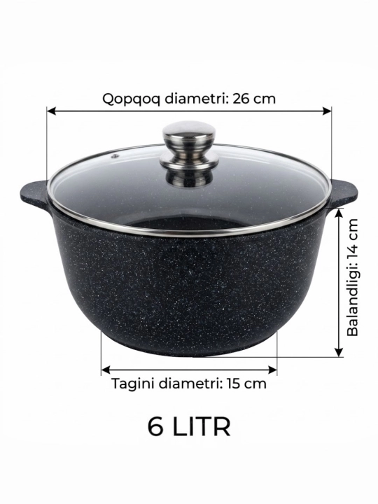 Qozon ( GRANIT ) Gardarika zavod 3 litr 4 litr 6 litr 8 litr 10 litr  tagiga yopishmaydi