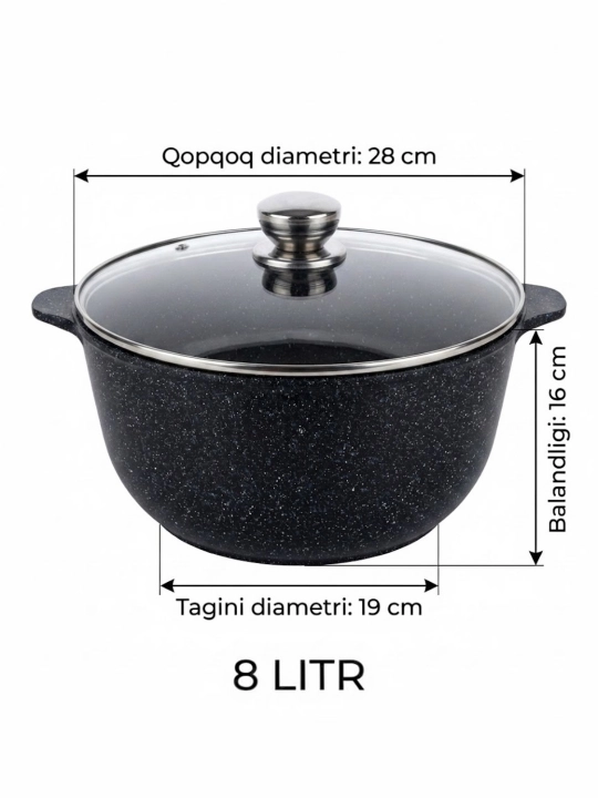Qozon ( GRANIT ) Gardarika zavod 3 litr 4 litr 6 litr 8 litr 10 litr  tagiga yopishmaydi