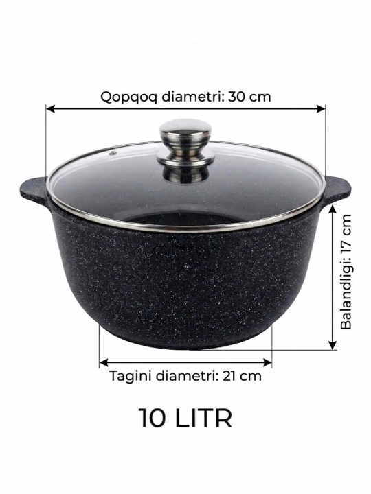 Qozon ( GRANIT ) Gardarika zavod 3 litr 4 litr 6 litr 8 litr 10 litr  tagiga yopishmaydi