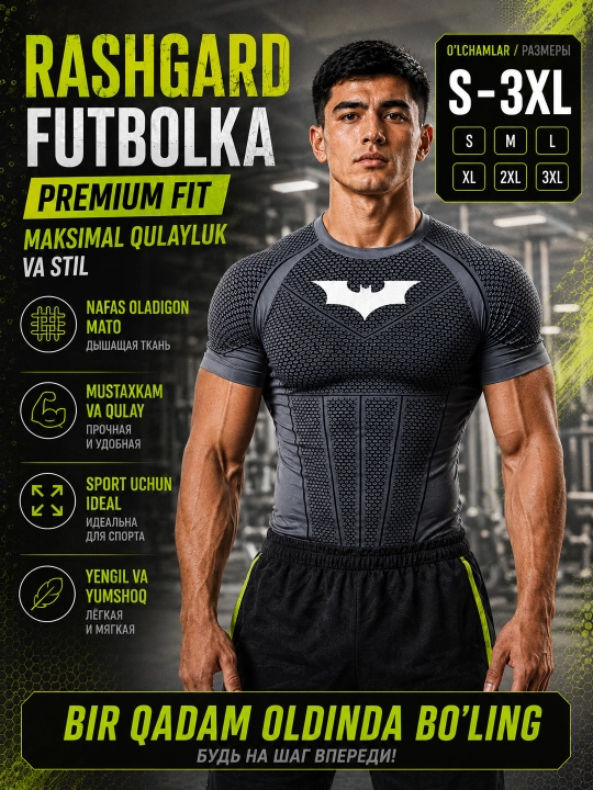 Kompresion futbolka, sport uchun rashgard, erkaklar, fitness uchun - 