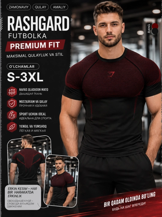 Kompresion futbolka, sport uchun rashgard, erkaklar, fitness uchun - 