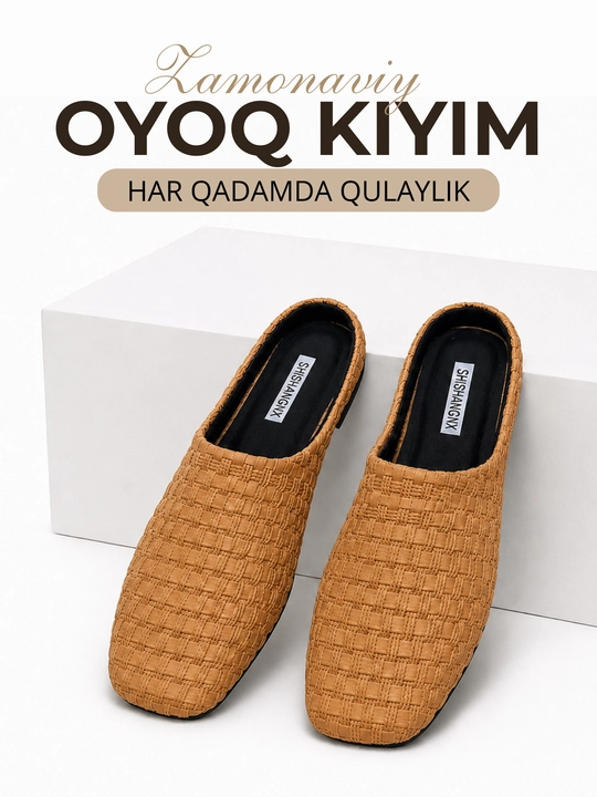 Ayollar uchun to‘rli myuli, ko‘cha va ofis uchun yozgi shippaklar