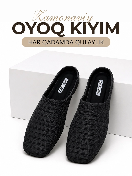 Ayollar uchun to‘rli myuli, ko‘cha va ofis uchun yozgi shippaklar