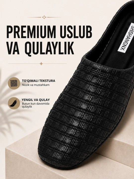 Ayollar uchun to‘rli myuli, ko‘cha va ofis uchun yozgi shippaklar