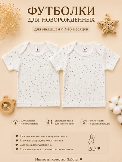 Футболка для новорожденных, 100% хлопок, мягкая детская одежда