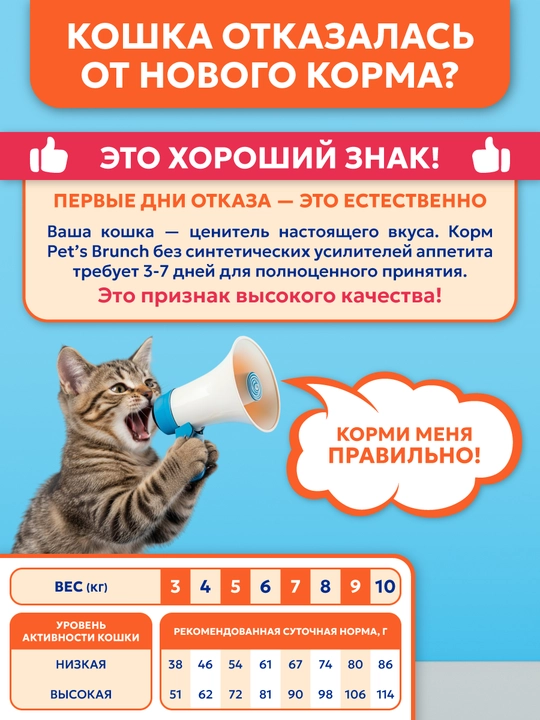 PET’S BRUNCH SENSETIVE tuyoqli ovqat hazm qiladigan mushuklar uchun quruq kuruq taom