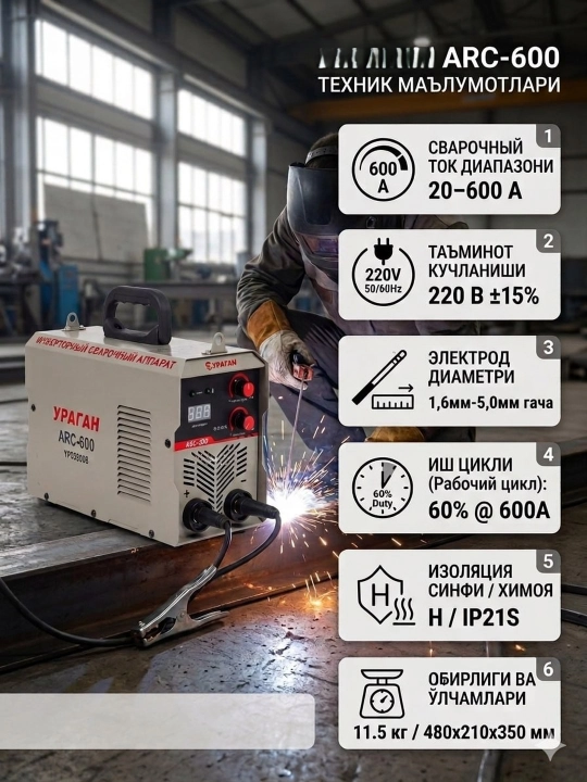 Сварочный аппарат Ураган АРС600 - 