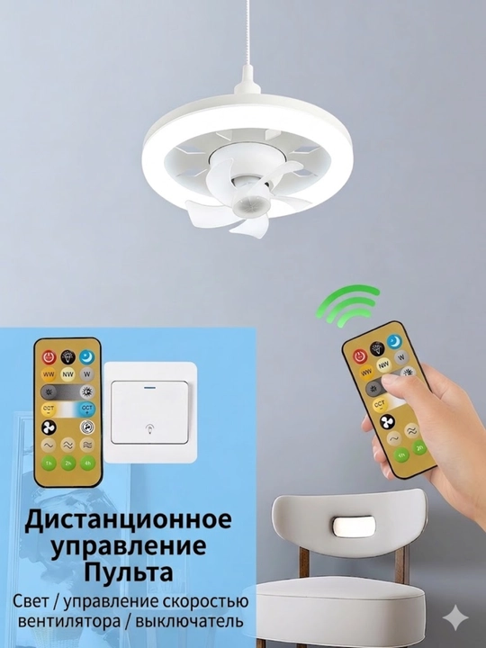 Вентилятор LED светильник – многофункциональная модель с 3 скоростями и тихой работой