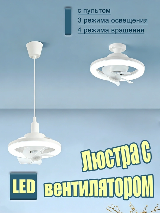 Ventilyatori LED Chiroq – 3 Tezlikli, Jim Ishlaydigan Multifunksional Aqlli Model - 