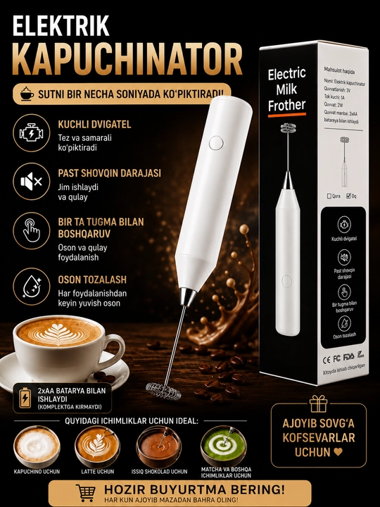 Kofe tayyorlash uchun kapuchinator sut ko'pirtirgich - 
