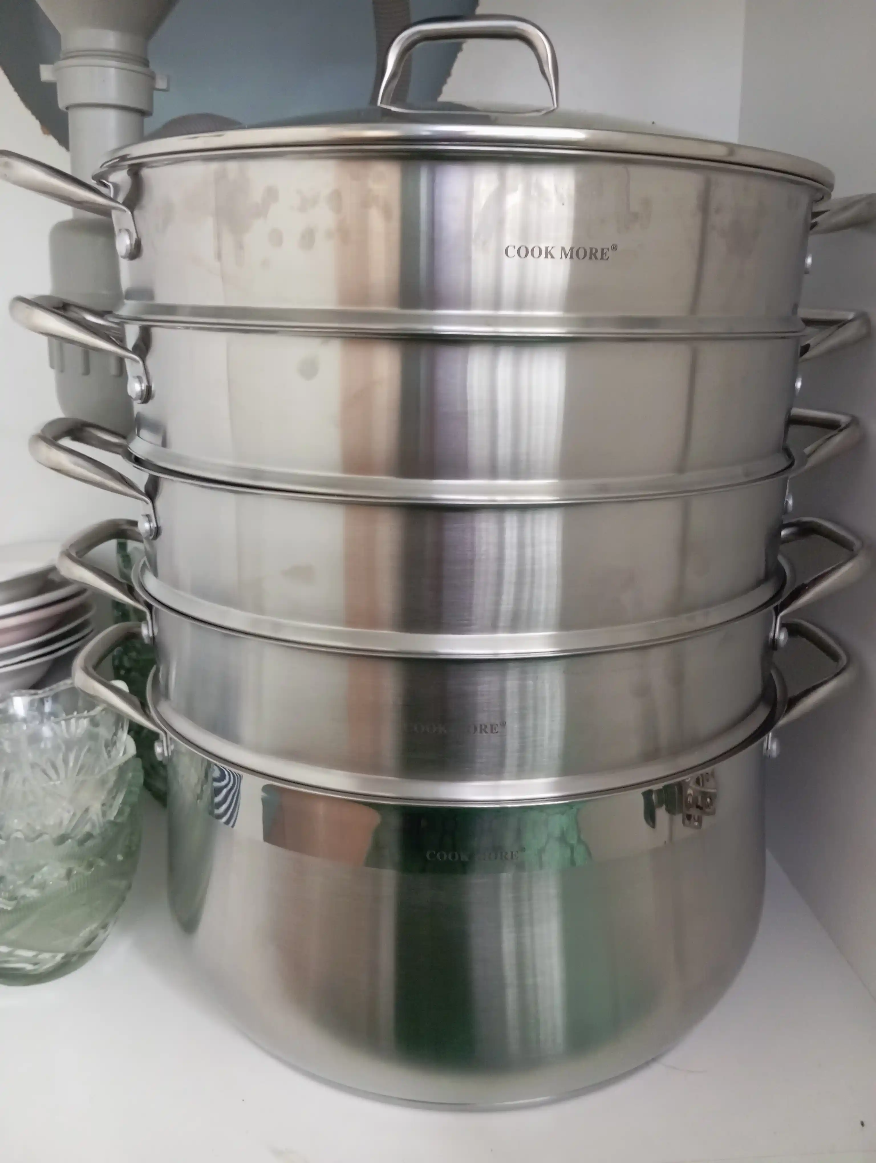 Мантоварка COOK MORE из нержавеющей стали, с крышкой, для мантов на пару