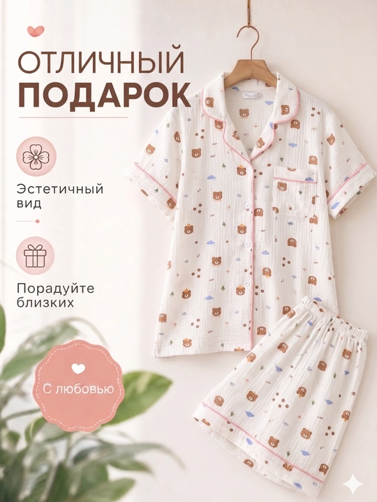 Ayollar pijamasi komplekt, koreys uslubi, 11 tur, M-XL